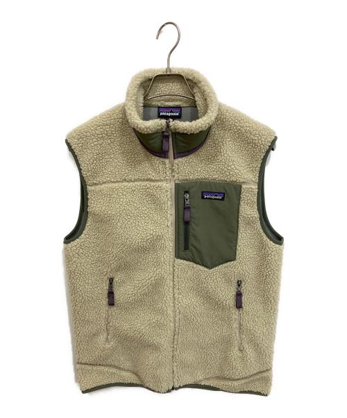 Patagonia（パタゴニア）Patagonia (パタゴニア) クラシック・レトロX・ベスト ベージュ×グリーン サイズ:Mの古着・服飾アイテム