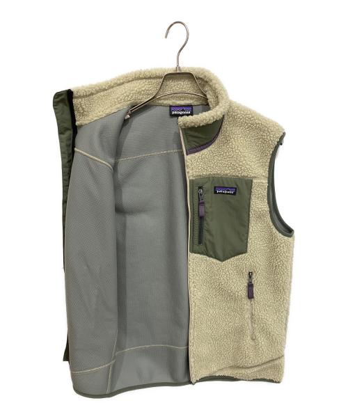 Patagonia（パタゴニア）Patagonia (パタゴニア) クラシック・レトロX・ベスト ベージュ×グリーン サイズ:Mの古着・服飾アイテム