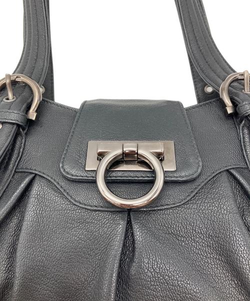 Salvatore Ferragamo（サルヴァトーレ フェラガモ）Salvatore Ferragamo (サルヴァトーレ フェラガモ) マリッサ ガンチーニ レザートートバッグ ブラックの古着・服飾アイテム