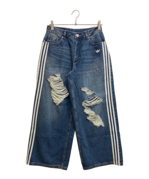 adidas（アディダス）adidas (アディダス) ルーズデニムディストレストパンツ インディゴ サイズ:26 未使用品の古着・服飾アイテム