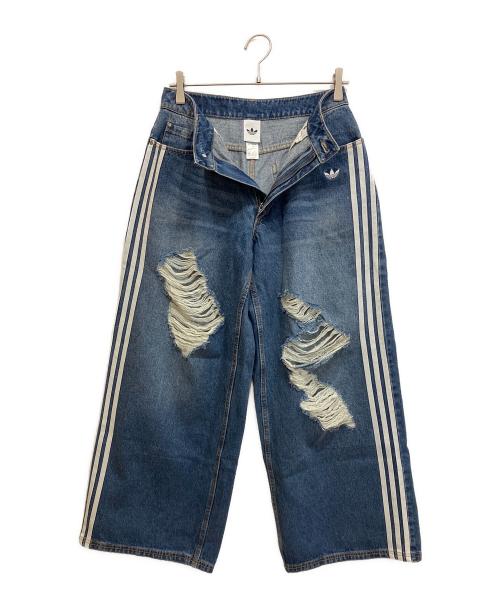 adidas（アディダス）adidas (アディダス) ルーズデニムディストレストパンツ インディゴ サイズ:26 未使用品の古着・服飾アイテム