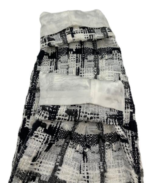 GRACE CLASS（グレースクラス）GRACE CLASS (グレースクラス) ツイードノーカラーコート ホワイト×ブラック サイズ:36の古着・服飾アイテム