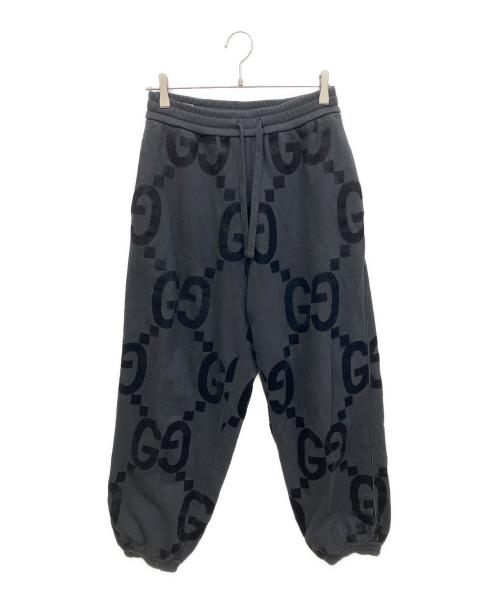 GUCCI（グッチ）GUCCI (グッチ) GG フロック プリント スウェットパンツ ブラック サイズ:XSの古着・服飾アイテム