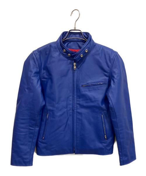 HORN WORKS（ホーンワークス）HORN WORKS (ホーンワークス) シングル レザーライダースジャケット ブルー サイズ:Mの古着・服飾アイテム
