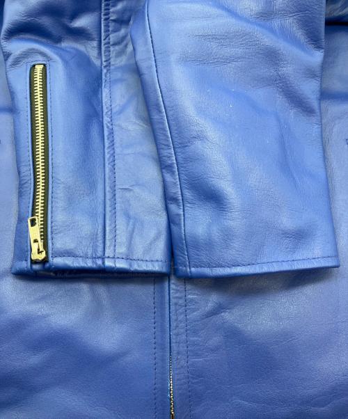HORN WORKS（ホーンワークス）HORN WORKS (ホーンワークス) シングル レザーライダースジャケット ブルー サイズ:Mの古着・服飾アイテム
