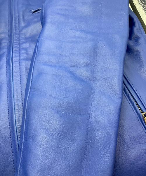 HORN WORKS（ホーンワークス）HORN WORKS (ホーンワークス) シングル レザーライダースジャケット ブルー サイズ:Mの古着・服飾アイテム