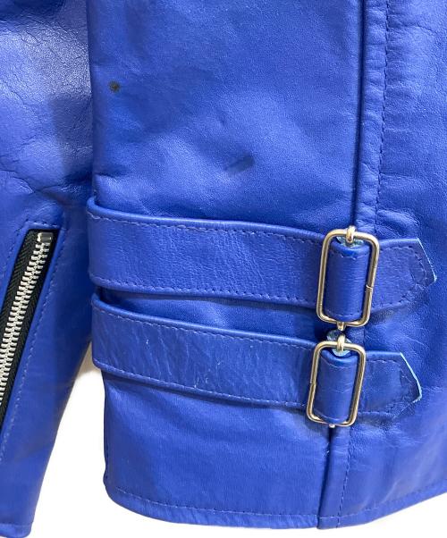 HORN WORKS（ホーンワークス）HORN WORKS (ホーンワークス) シングル レザーライダースジャケット ブルー サイズ:Mの古着・服飾アイテム