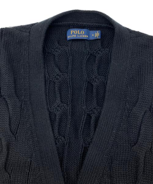 POLO RALPH LAUREN（ポロ・ラルフローレン）POLO RALPH LAUREN (ポロ・ラルフローレン) ケーブルニットカーディガン ブラック サイズ:Mの古着・服飾アイテム