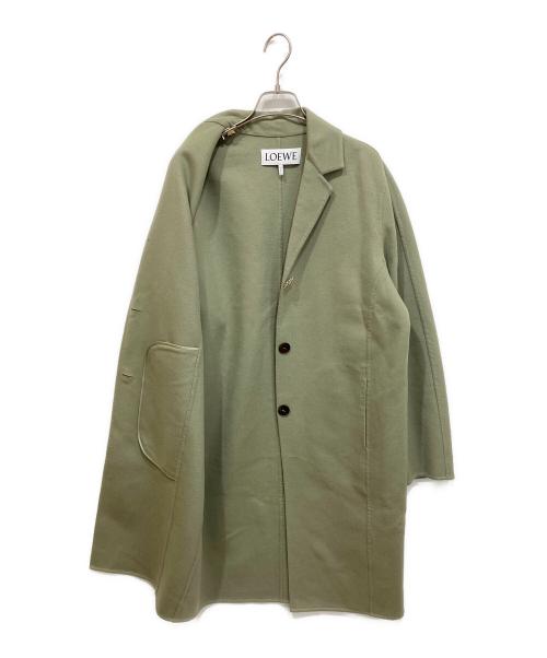LOEWE（ロエベ）LOEWE (ロエベ) アナグラム釦 ウール＆カシミヤ ダブルフェイス コート グリーン サイズ:36の古着・服飾アイテム