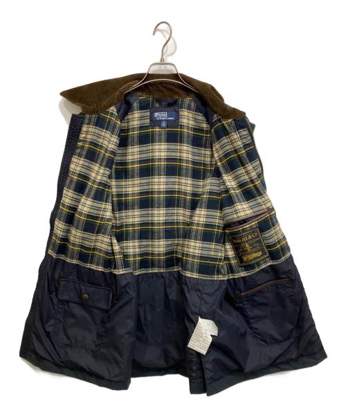 POLO RALPH LAUREN（ポロ・ラルフローレン）POLO RALPH LAUREN (ポロ・ラルフローレン) オイルクロス カーコート ジャケット ネイビー×ブラウン サイズ:Mの古着・服飾アイテム
