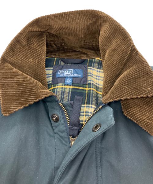 POLO RALPH LAUREN（ポロ・ラルフローレン）POLO RALPH LAUREN (ポロ・ラルフローレン) オイルクロス カーコート ジャケット ネイビー×ブラウン サイズ:Mの古着・服飾アイテム