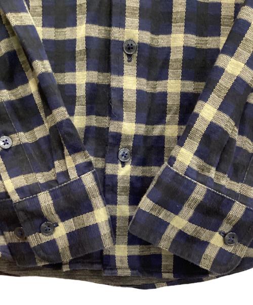 LACOSTE（ラコステ）LACOSTE (ラコステ) チェックジャージシャツ ネイビー×ベージュ サイズ:Mの古着・服飾アイテム