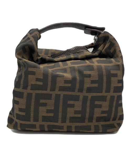 FENDI（フェンディ）FENDI (フェンディ) ズッカ柄ハンドポーチ ブラック×ブラウンの古着・服飾アイテム