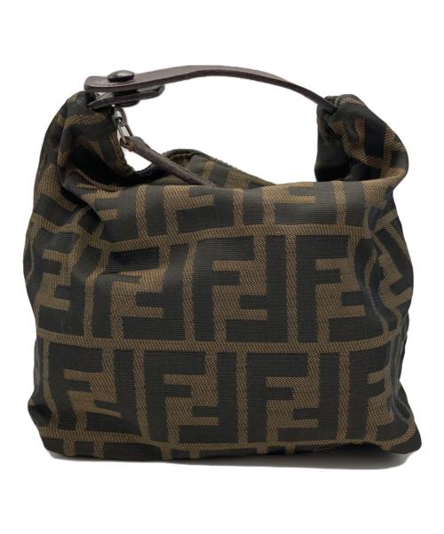 FENDI（フェンディ）FENDI (フェンディ) ズッカ柄ハンドポーチ ブラック×ブラウンの古着・服飾アイテム