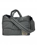 Coachtopiaコーチトピア）の古着「Loop Tote With Gingham Pattern/ループ トートバッグ」｜ホワイト×ブラック