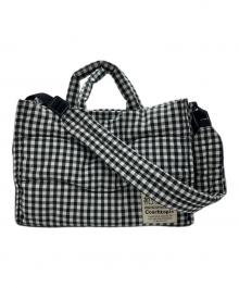 Coachtopia（コーチトピア）の古着「Loop Tote With Gingham Pattern/ループ トートバッグ」｜ホワイト×ブラック