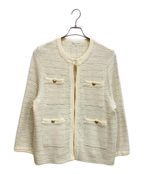 23区（ニジュウサンク）23区 (ニジュウサンク) ファンシーツイード ニットジャケット アイボリー サイズ:46の古着・服飾アイテム