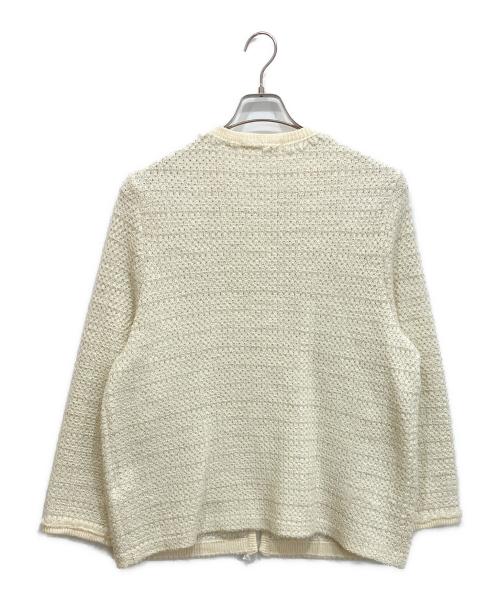 23区（ニジュウサンク）23区 (ニジュウサンク) ファンシーツイード ニットジャケット アイボリー サイズ:46の古着・服飾アイテム