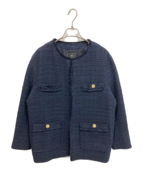 23区（ニジュウサンク）23区 (ニジュウサンク) GIOLICA ツイード ジャケット ネイビー サイズ:44の古着・服飾アイテム