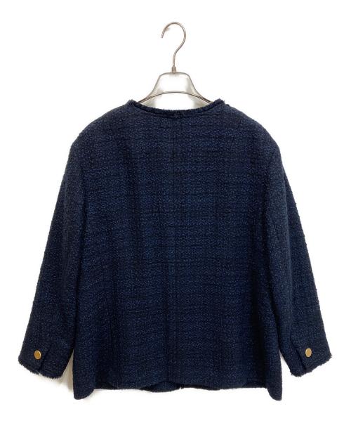 23区（ニジュウサンク）23区 (ニジュウサンク) GIOLICA ツイード ジャケット ネイビー サイズ:44の古着・服飾アイテム