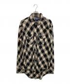 Wrangler×SUGARHILLラングラー×シュガーヒル）の古着「BIG OMBRE COWBOY SHIRT」｜ブラック×ベージュ