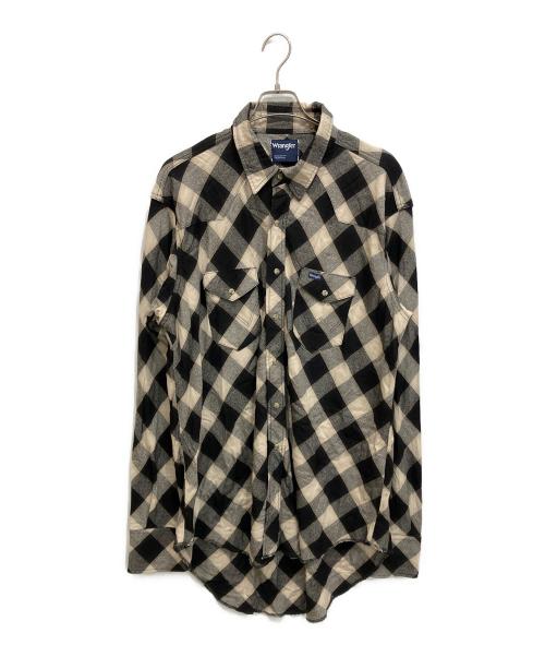 Wrangler（ラングラー）Wrangler (ラングラー) SUGARHILL (シュガーヒル) BIG OMBRE COWBOY SHIRT ブラック×ベージュ サイズ:freeの古着・服飾アイテム