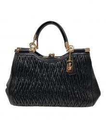 COACH（コーチ）の古着「マディソン ギャザード ツイスト キャリー サッチェル/2WAYバッグ」｜ブラック