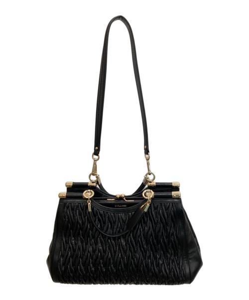COACH（コーチ）COACH (コーチ) マディソン ギャザード ツイスト キャリー サッチェル/2WAYバッグ ブラックの古着・服飾アイテム