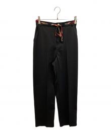 BLUE LABEL CRESTBRIDGE（ブルーレーベルクレストブリッジ）の古着「ダブルサテンカーブパンツ」｜ブラック