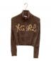 X-girl（エックスガール）の古着「LOGO JACQUARD ZIP UP SHAGGY KNIT TOP ニットジャケット」｜ブラウン