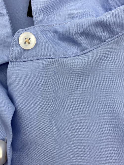 hue DAY TO EVENING（ヒュー デイ トゥ イブニング）hue DAY TO EVENING (ヒュー デイ トゥ イブニング) RUFFLE SLEEVE PEARL SHIRTS ブルー サイズ:freeの古着・服飾アイテム
