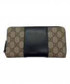 GUCCIグッチ）の古着「GGスプリーム ラウンドファスナー 長財布」｜ブラウン