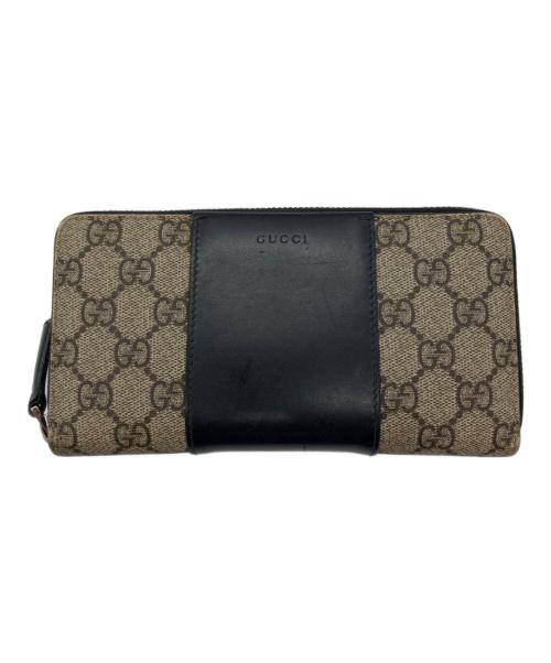 GUCCI（グッチ）GUCCI (グッチ) GGスプリーム ラウンドファスナー 長財布 ブラウンの古着・服飾アイテム