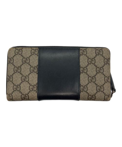 GUCCI（グッチ）GUCCI (グッチ) GGスプリーム ラウンドファスナー 長財布 ブラウンの古着・服飾アイテム