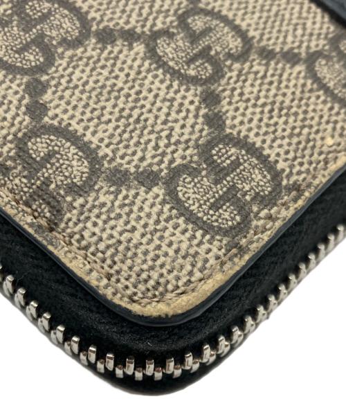 GUCCI（グッチ）GUCCI (グッチ) GGスプリーム ラウンドファスナー 長財布 ブラウンの古着・服飾アイテム