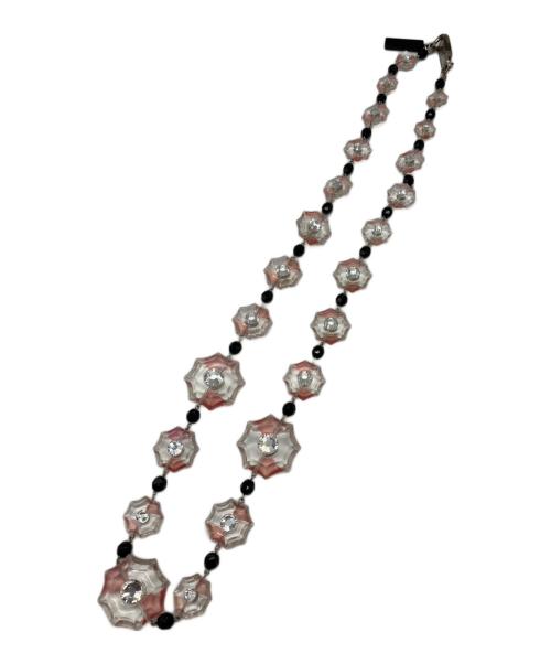 PRADA（プラダ）PRADA (プラダ) ラインストーンビーズネックレス クリア×ピンク×ブラックの古着・服飾アイテム