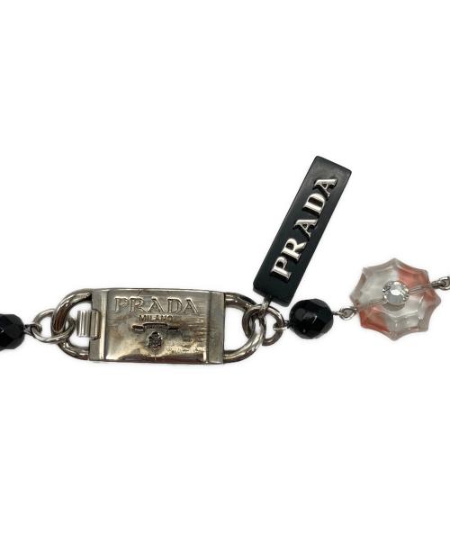 PRADA（プラダ）PRADA (プラダ) ラインストーンビーズネックレス クリア×ピンク×ブラックの古着・服飾アイテム