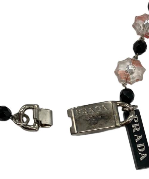 PRADA（プラダ）PRADA (プラダ) ラインストーンビーズネックレス クリア×ピンク×ブラックの古着・服飾アイテム