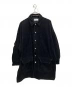 FOLLフォル）の古着「wardrobe cocoon corduroy half coat/ワードローブ コクーン コーデュロイ ハーフ コート」｜ブラック