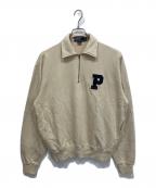 POLO RALPH LAURENポロ・ラルフローレン）の古着「Pロゴ ハーフジップスウェット」｜ベージュ