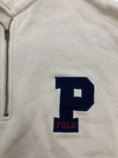 POLO RALPH LAUREN（ポロ・ラルフローレン）POLO RALPH LAUREN (ポロ・ラルフローレン) Pロゴ ハーフジップスウェット ベージュ サイズ:Mの古着・服飾アイテム