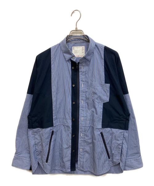 sacai（サカイ）sacai (サカイ) 25SS Poplin x Taslan Nylon Shirt ブルー サイズ:1の古着・服飾アイテム