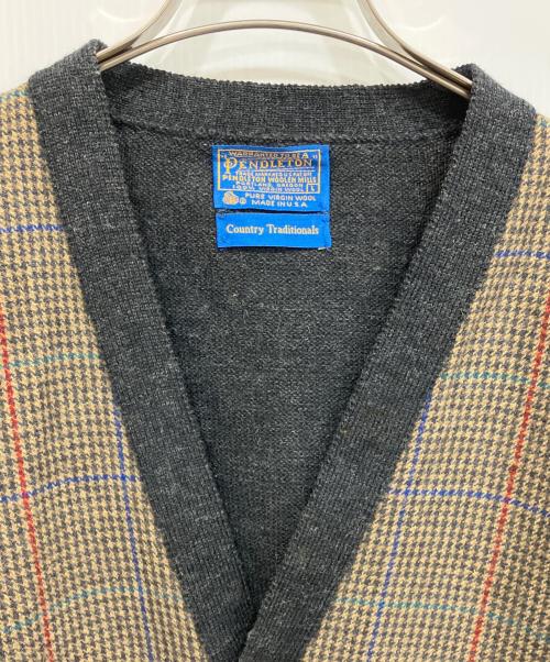 PENDLETON（ペンドルトン）PENDLETON (ペンドルトン) 70S ニットカーディガン ブラウン サイズ:Lの古着・服飾アイテム
