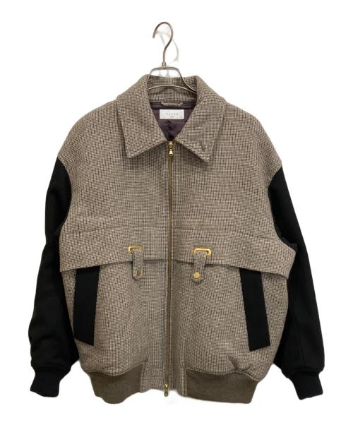taupe（トープ）taupe (トープ) QUILT HOUNDSTOOTH ZIP BLOUSON キルトライナーブロッキングジップブルゾン ブラウン×ブラック サイズ:02の古着・服飾アイテム