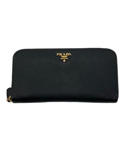 PRADA（プラダ）PRADA (プラダ) SAFFIANO METAL ラウンドファスナーウォレット ブラックの古着・服飾アイテム
