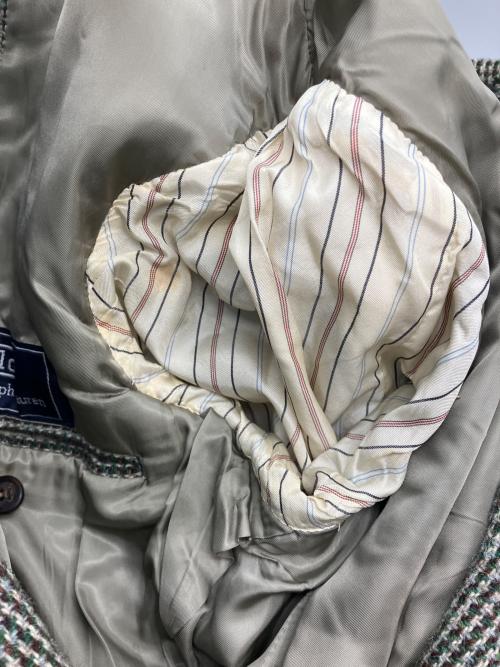 POLO RALPH LAUREN（ポロ・ラルフローレン）POLO RALPH LAUREN (ポロ・ラルフローレン) ウールテーラードジャケット ベージュ×グリーン サイズ:98A7の古着・服飾アイテム