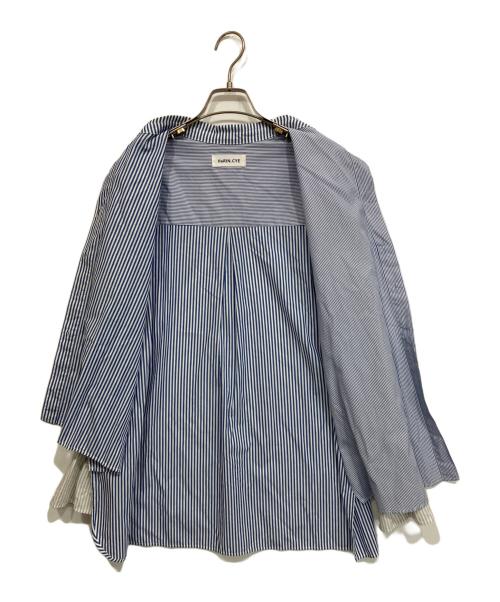 HeRIN.CYE（ヘリンドットサイ）HeRIN.CYE (ヘリンドットサイ) フリル アシンメトリー シャツ ホワイト×ブルー サイズ:Freeの古着・服飾アイテム