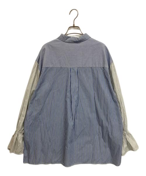 HeRIN.CYE（ヘリンドットサイ）HeRIN.CYE (ヘリンドットサイ) フリル アシンメトリー シャツ ホワイト×ブルー サイズ:Freeの古着・服飾アイテム