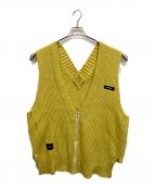 SYU.HOMME/FEMMシュウオムフェム）の古着「Double V-neck Lamb's wool vest/ジップアップニットベスト」｜イエロー