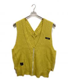 SYU.HOMME/FEMM（シュウオムフェム）の古着「Double V-neck Lamb's wool vest/ジップアップニットベスト」｜イエロー